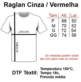 CAMISETA RAGLAN MESCLA / VERMELHA POLIÉSTER