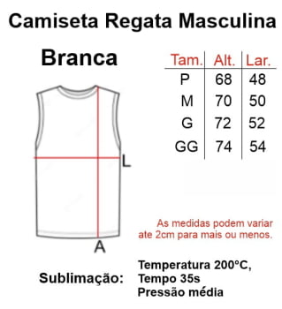CAMISETA REGATA BRANCA ADULTO POLIÉSTER