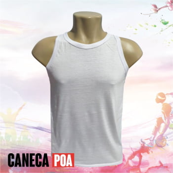 CAMISETA REGATA BRANCA ADULTO POLIÉSTER - P ao GG