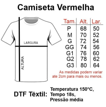 CAMISETA VERMELHA ADULTO POLIÉSTER