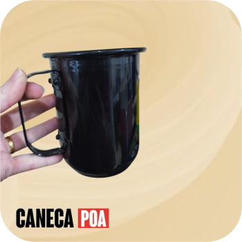 Caneca Preta Brilhosa de Alumínio 600ml