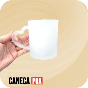CANECA VIDRO JATEADO CORAÇÃO - 325ML