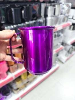 CANECA ALUMINIO COLORIDA METALIZADA 600ml