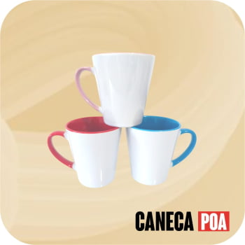 CANECA CERÂMICA ALÇA E INTERNO COLORIDA CÔNICA - 325ML CANECA CERÂMICA ALÇA E INTERNO COLORIDA CÔNICA - 325ML