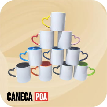 CANECA CERÂMICA BRANCA ALÇA CORAÇÃO E INTERIOR COLORIDA CANECA CERÂMICA BRANCA ALÇA CORAÇÃO E INTERIOR COLORIDA