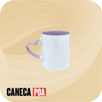 CANECA CERÂMICA BRANCA ALÇA CORAÇÃO E INTERIOR LILÁS CANECA CERÂMICA BRANCA ALÇA CORAÇÃO E INTERIOR LILÁS