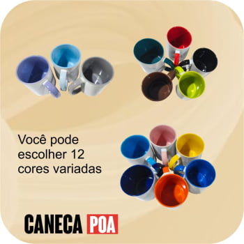 CANECA CERÂMICA BRANCA ALÇA E INTERNO COLORIDA - 12 unidades CANECA CERÂMICA BRANCA ALÇA E INTERNO COLORIDA - 12 unidades