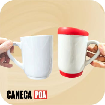 CANECA CERÂMICA BRANCA BASE E TAMPA DE SILICONE CANECA CERÂMICA BRANCA BASE E TAMPA DE SILICONE
