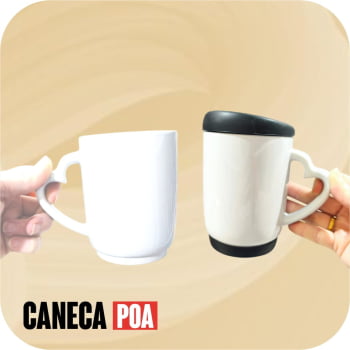 CANECA CERÂMICA BRANCA BASE E TAMPA DE SILICONE - ALÇA CORAÇÃO CANECA CERÂMICA BRANCA BASE E TAMPA DE SILICONE - ALÇA CORAÇÃO