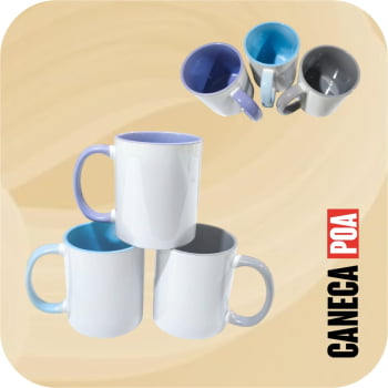 CANECA CERÂMICA BRANCA COM ALÇA E INTERNO COLOR CANECA CERÂMICA BRANCA COM ALÇA E INTERNO COLOR
