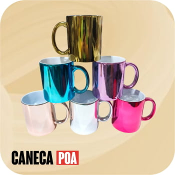 CANECA CERÂMICA METALIZADA