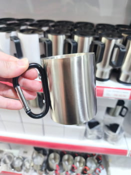 CANECA INOX COM ALÇA MOSQUETÃO - 300ml