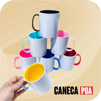 CANECA POLIMERO BRANCA COM INTERIOR COLORIDO - 325ML