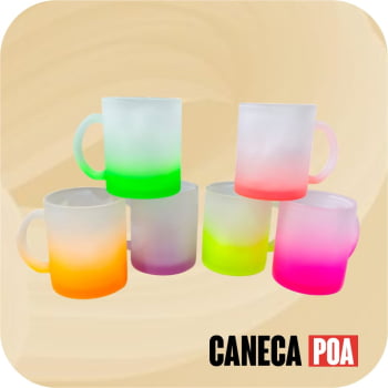 CANECA VIDRO JATEADA COLORIDA - 300ml