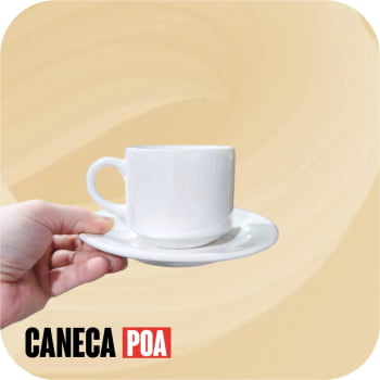 XICARA CERÂMICA BRANCA DE CAFÉ 180ML C/PIRES SUBLIME
