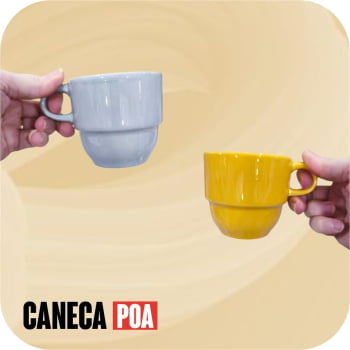 XÍCARA COLORIDA - AMARELA OU CINZA 200ML