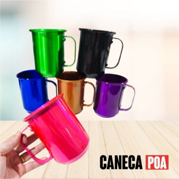 CANECA ALUMINIO COLORIDA METALIZADA 600ml