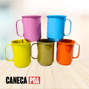 CANECA ALUMINIO LEITOSA COLORIDA - 600ml  