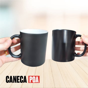CANECA CERÂMICA MÁGICA PRETA 