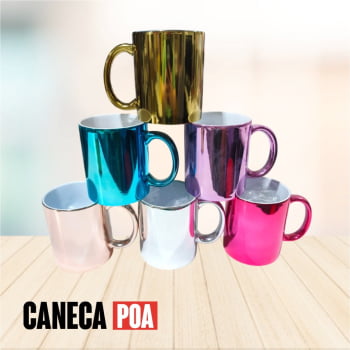 CANECA CERÂMICA METALIZADA