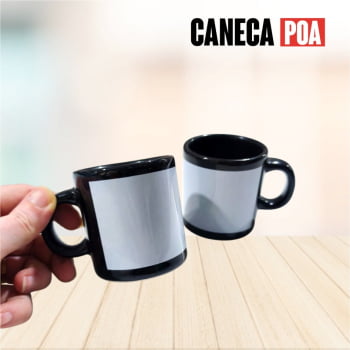 CANECA CERÂMICA MINI  TARJA BRANCA 100ML - SUBLIME