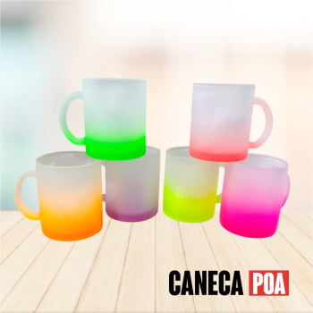 CANECA VIDRO JATEADA COLORIDA - 300ml