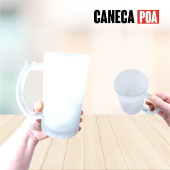 CANECA VIDRO JATEADO CHOPP - 475ml