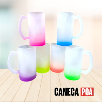 CANECA VIDRO JATEADO DE CHOPP COLORIDA - 475ML