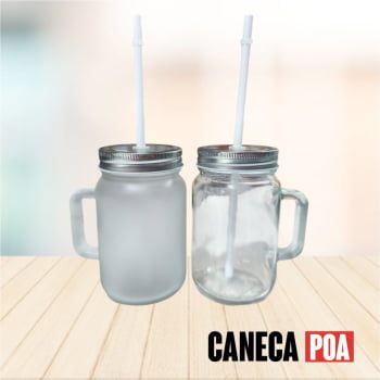 CANECA VIDRO MAZON COM TAMPA E CANUDO - 325ML