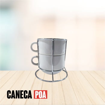 TORRE METALICA 2 XICARAS BRANCA 180ML