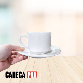 XICARA CERÂMICA BRANCA DE CAFÉ 180ML C/PIRES SUBLIME