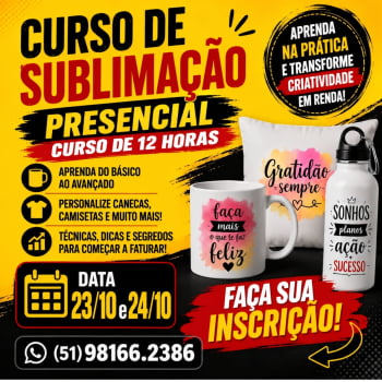 Curso Presencial de Sublimação - Prensa Plana e Cilíndrica