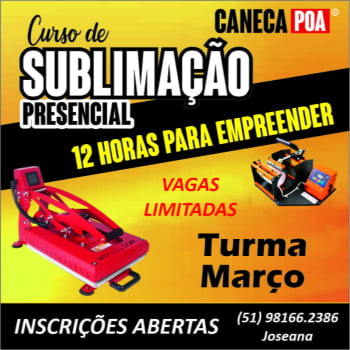Curso Presencial de Sublimação - Prensa Plana e Cilíndrica Março 26