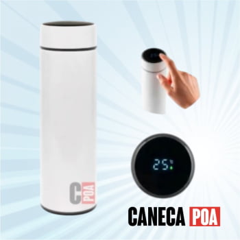 GARRAFA TERMICA DE INOX BRANCA COM DIGITAL
