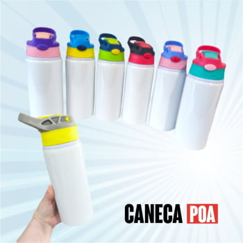 KIDS BRANCO COM TAMPA COLORIDA - 600ML