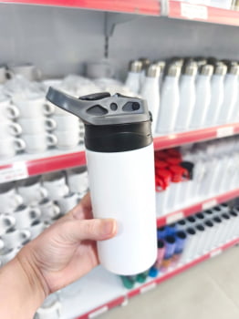 KIDS TÉRMICO BRANCO COM TAMPA COLORIDA - 300ml