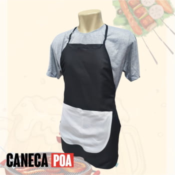 AVENTAL PRETO COM BOLSO BRANCO PARA SUBLIMAÇÃO