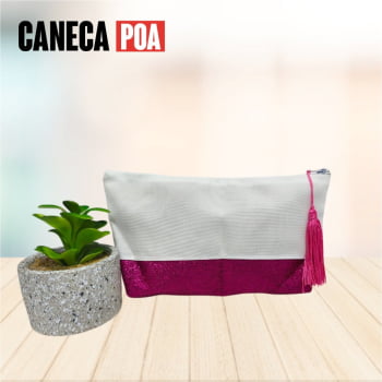 NECESSÉRIE BRANCA BARRA GLITTER PINK SUBLIMÁTICA NECESSÉRIE BRANCA BARRA GLITTER PINK SUBLIMÁTICA