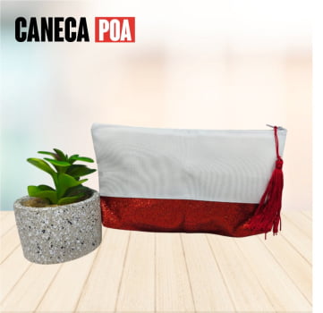 NECESSÉRIE BRANCA BARRA GLITTER VERMELHA SUBLIMÁTICA NECESSÉRIE BRANCA BARRA GLITTER VERMELHA SUBLIMÁTICA