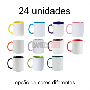 CANECA BRANCA ALÇA E INTERIOR COLORIDO - 24 unidades