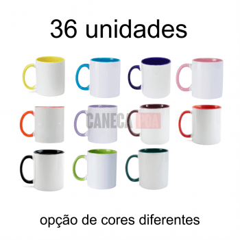 CANECA BRANCA ALÇA E INTERIOR COLORIDO - 36 unidades