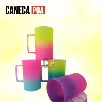 CANECA ACRILICA BICOLOR AMARELA/PINK 500ml 