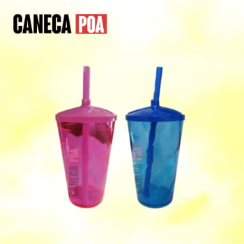 COPO TWISTER TRANSPARENTE COLORIDO COM TAMPA