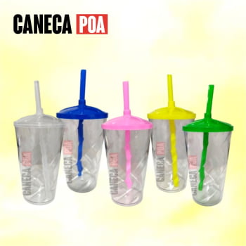 COPO TWISTER TRANSPARENTE COM TAMPA COLOR KIT 1