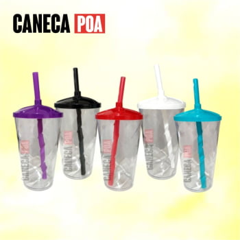 COPO TWISTER TRANSPARENTE COM TAMPA COLOR KIT 2
